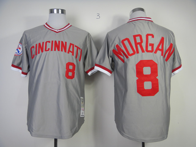 Men MLB Cincinnati Reds 8 Morgan grey jerseys
